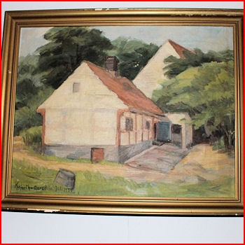 Maleri m/gammel hus